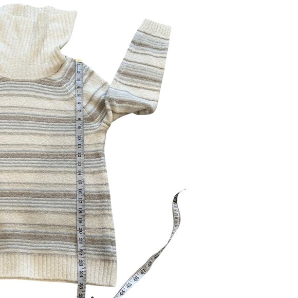 L.L.Bean Women’s Wool Blend Stripe Sweater Jumper Neutral Multistripe Size L - Picture 10 of 14